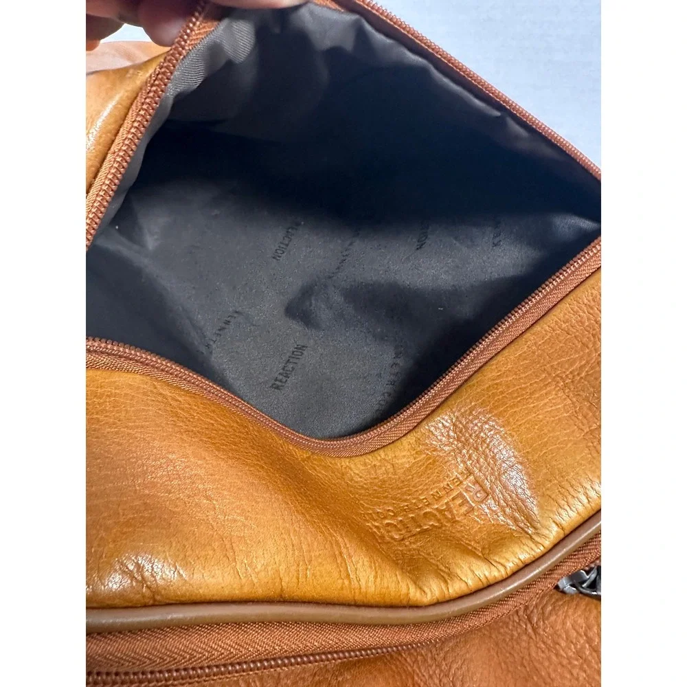 Kenneth Cole Reaction Mens Tan Cognac LeatherLaptop Backpack Business Bag 580674 - Picture 14 of 15